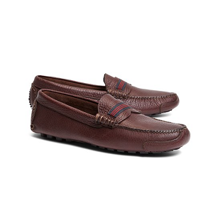 Grosgrain Stripe Driving Mocs - Burgundy